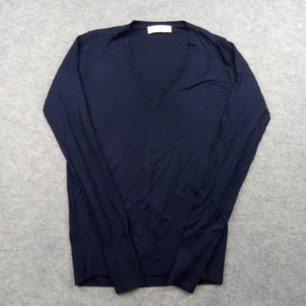 Everlane Sweater Womens XS Navy Wool V Neck Lightweight Pullover Long Sleeve
